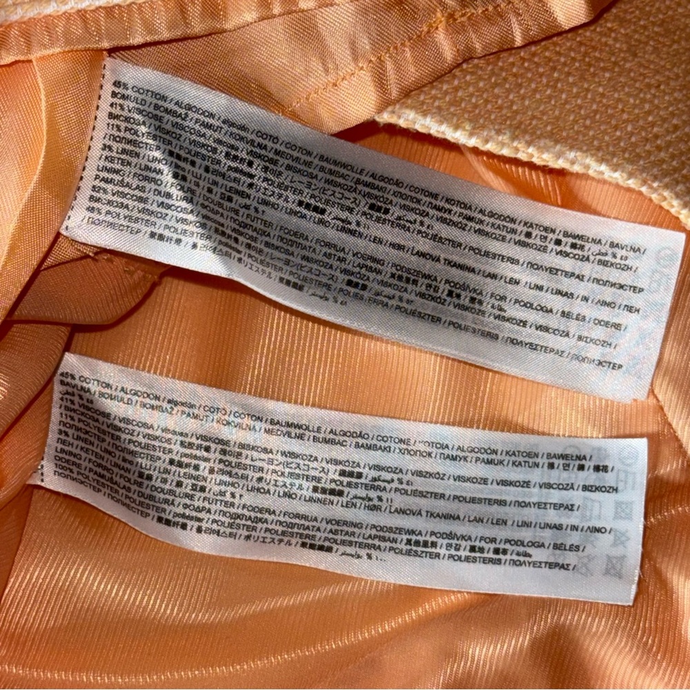 Mango Peach Tweed Cropped Short Sleeve Blazer And Mini Skirt Set Womens XS EUC - Picture 17 of 17